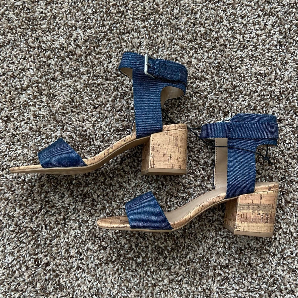 MERONA Blue Denim Cork Heels